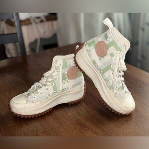 Converse High-Top Sneakers in Green and White